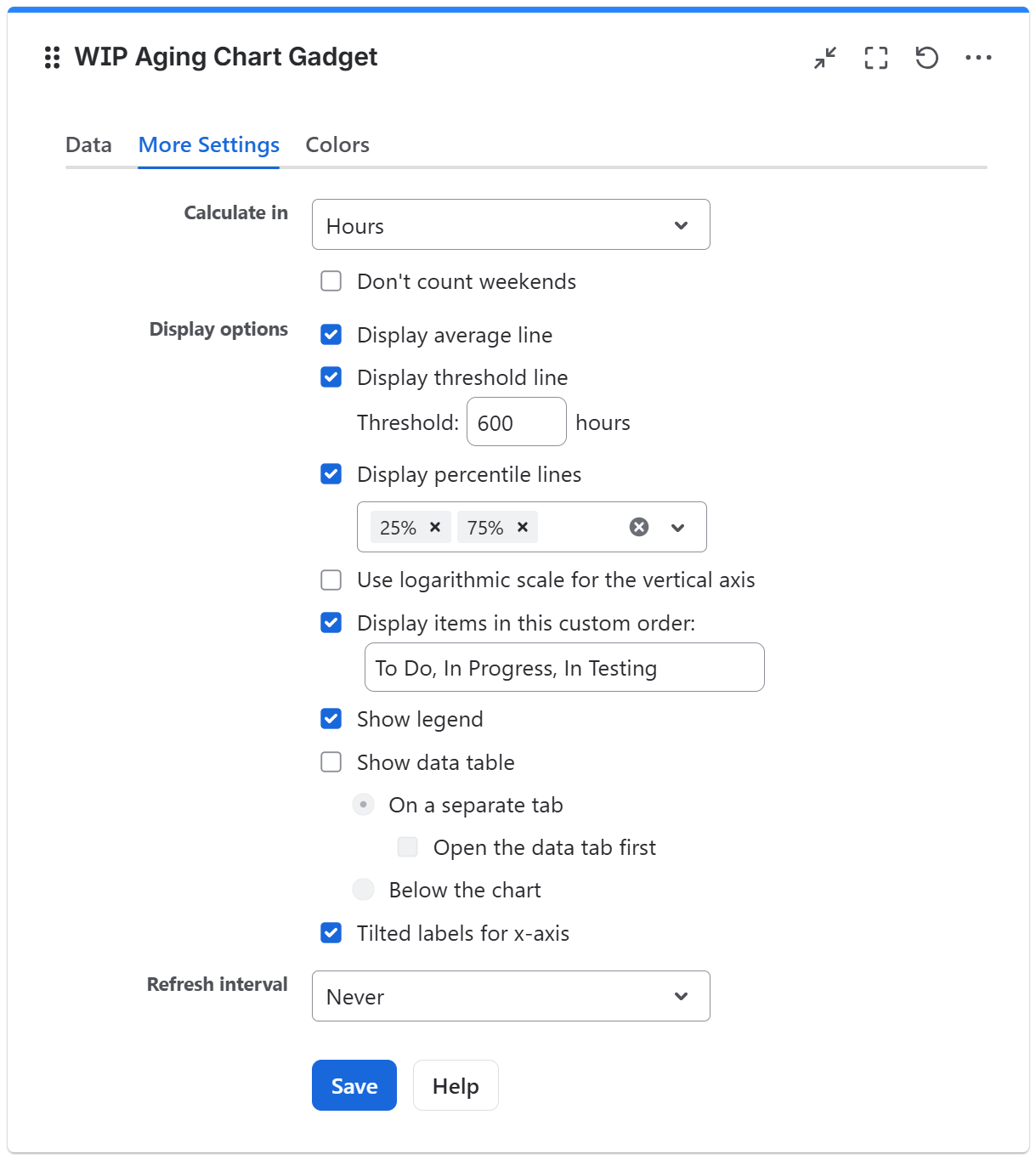 WIP aging chart gadget configuration in Jira - more settings tab.png