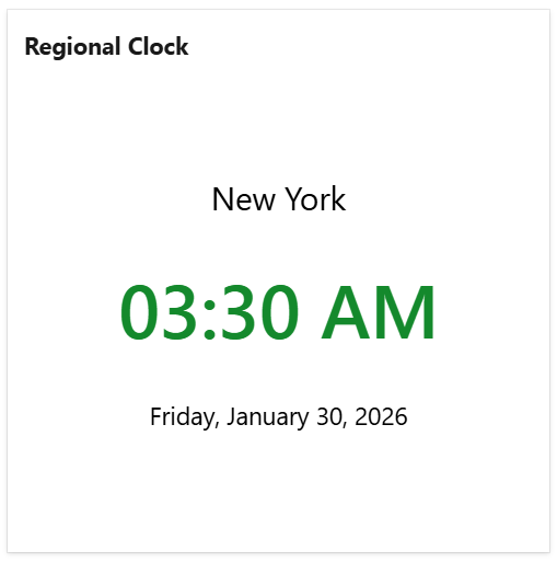 Regional Clock widget displayed on Azure DevOps dashboard.png