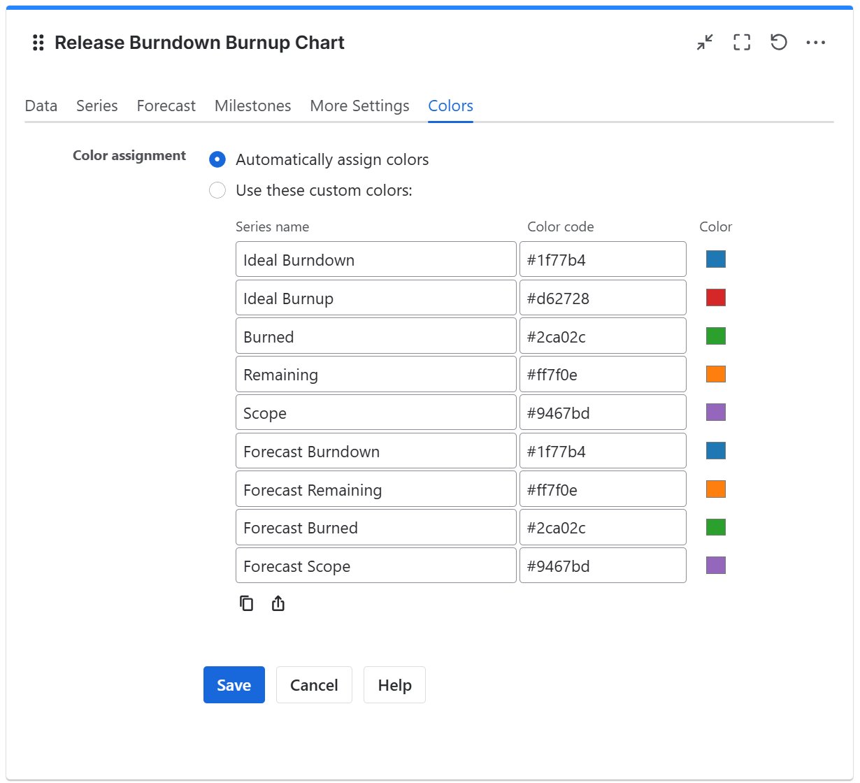 Release burndown burnup configuration in Jira - colors tab.png