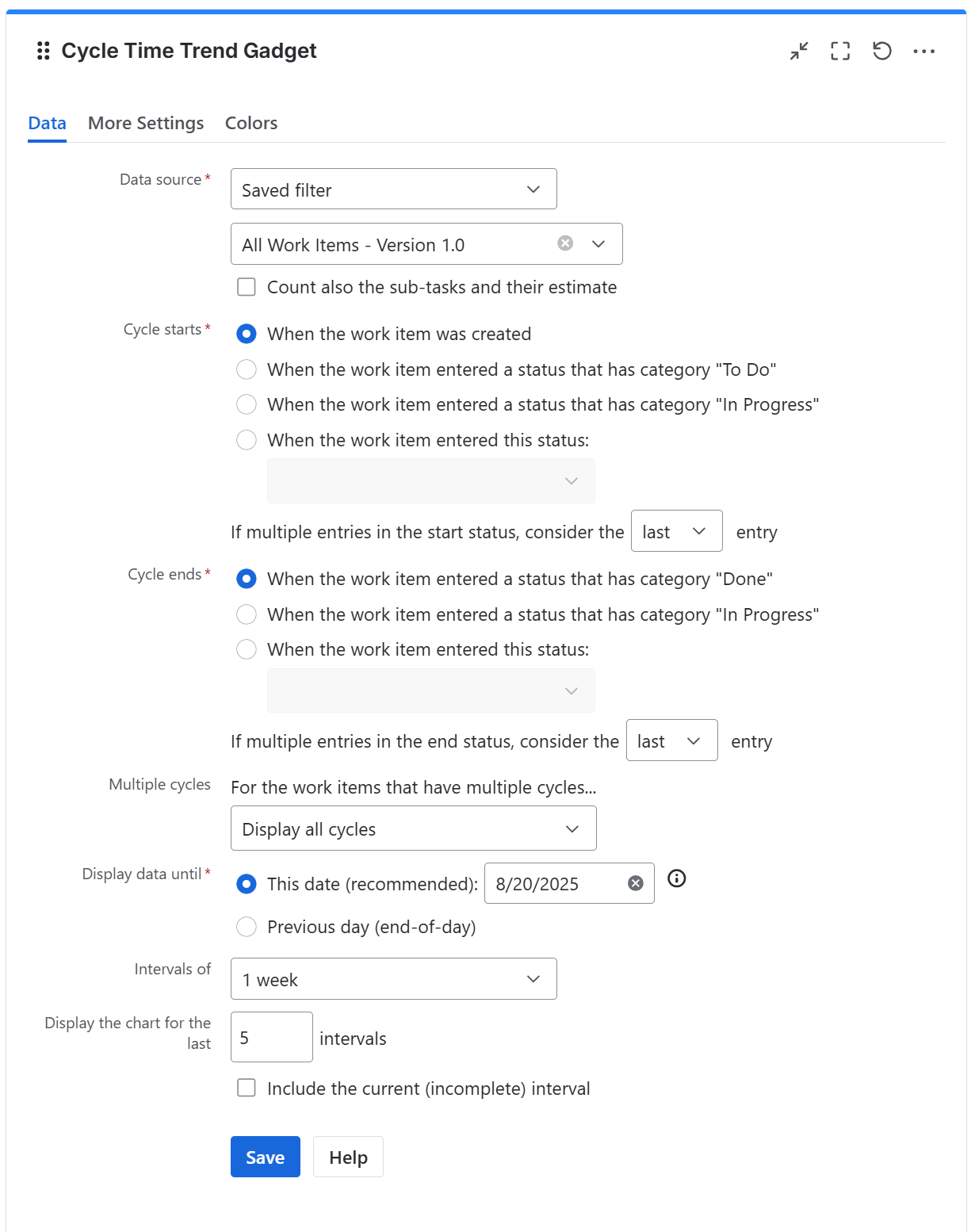 Cycle time trend gadget configuration in Jira - data tab.png