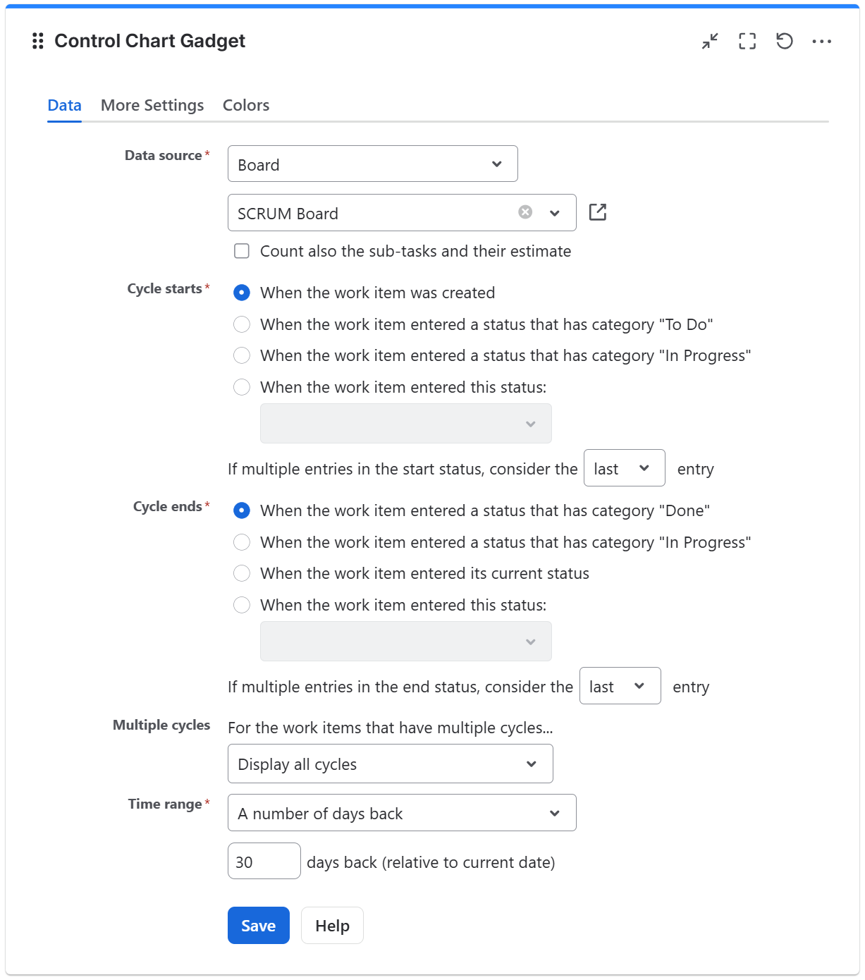 Control chart gadget configuration in Jira - data tab.png
