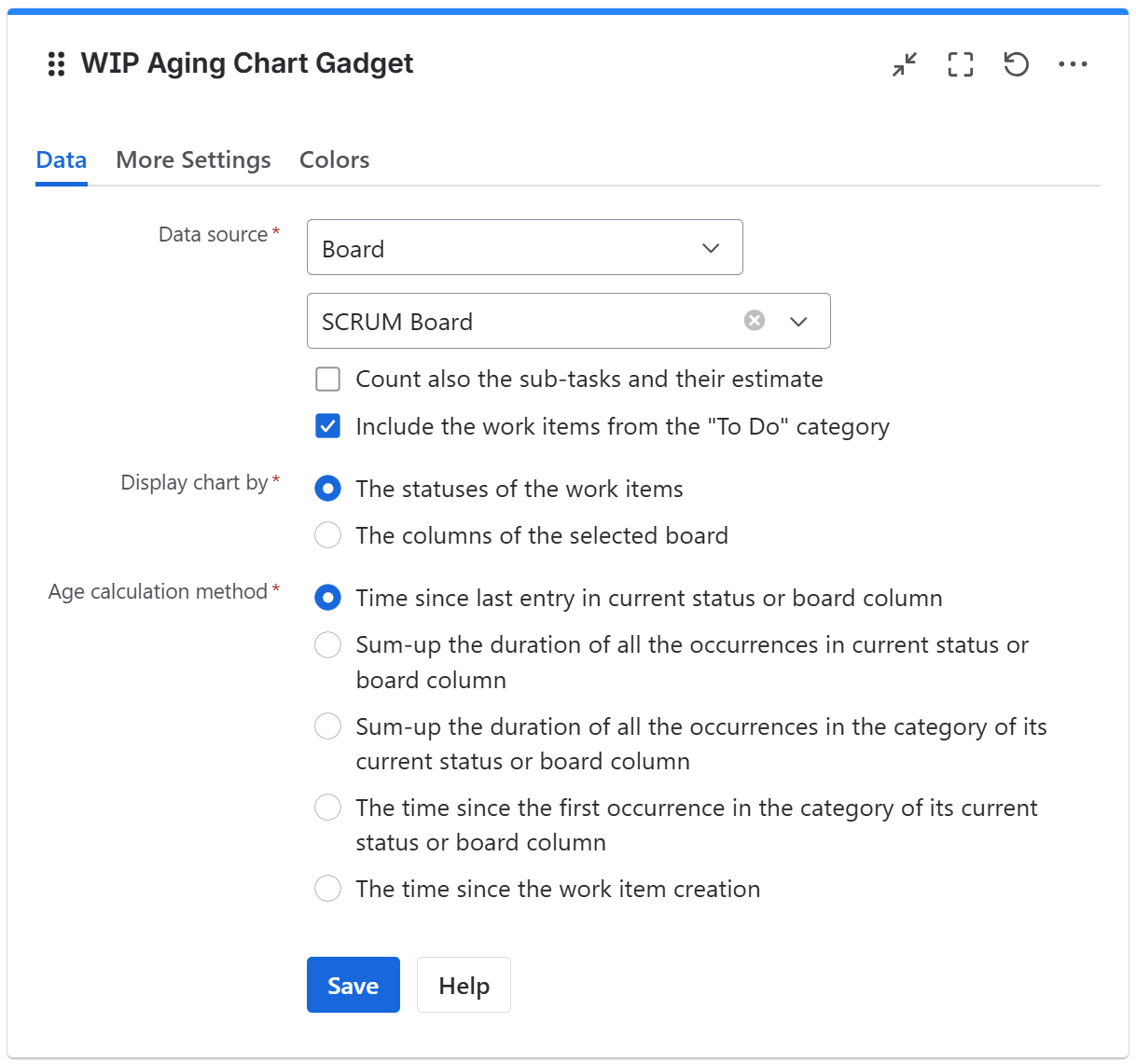 WIP aging chart gadget configuration in Jira - data tab.png