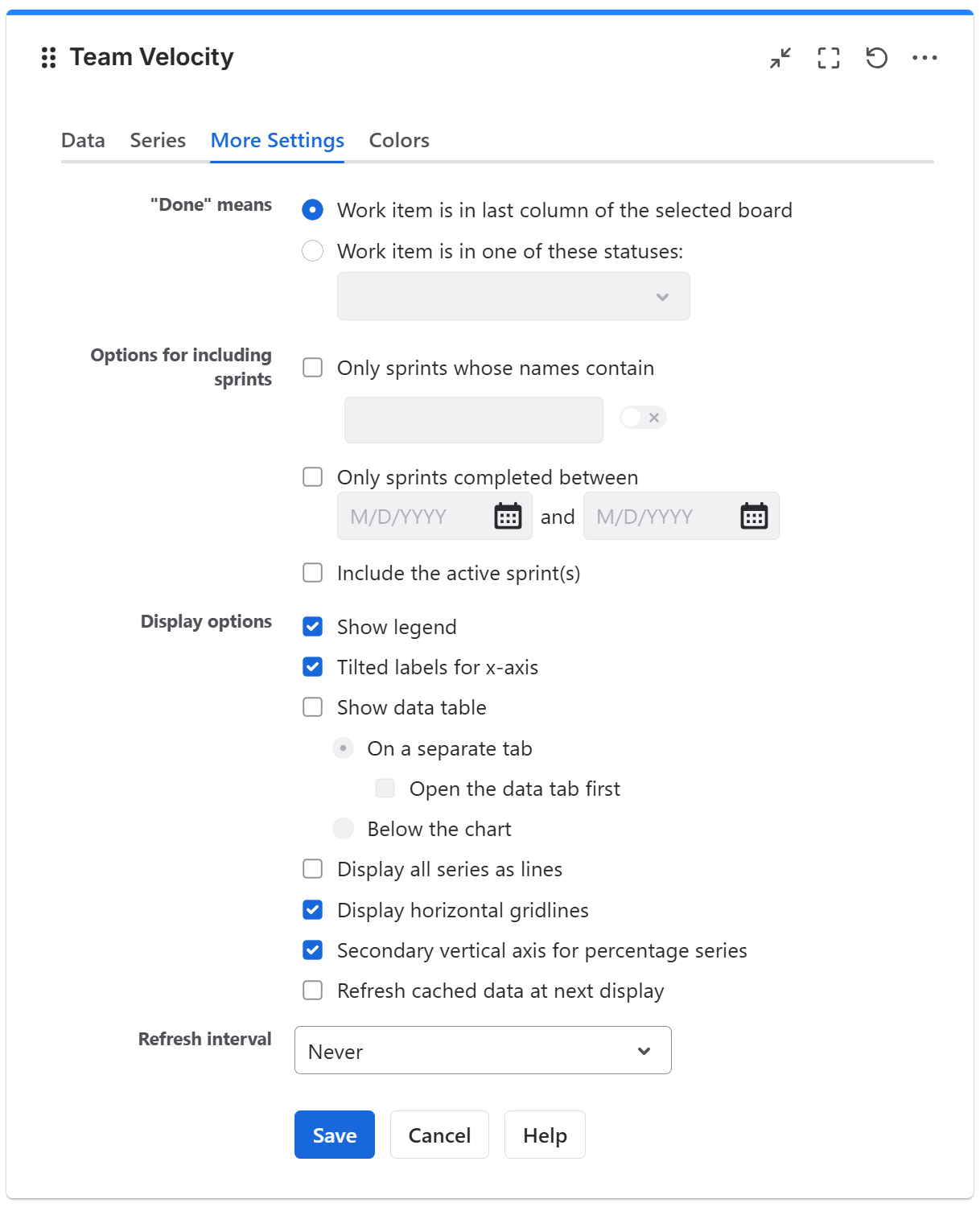 Team Velocity gadget configuration in Jira - more settings tab.png