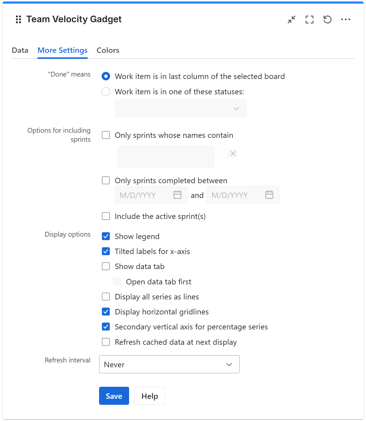 Team Velocity gadget configuration in Jira - more settings tab.png