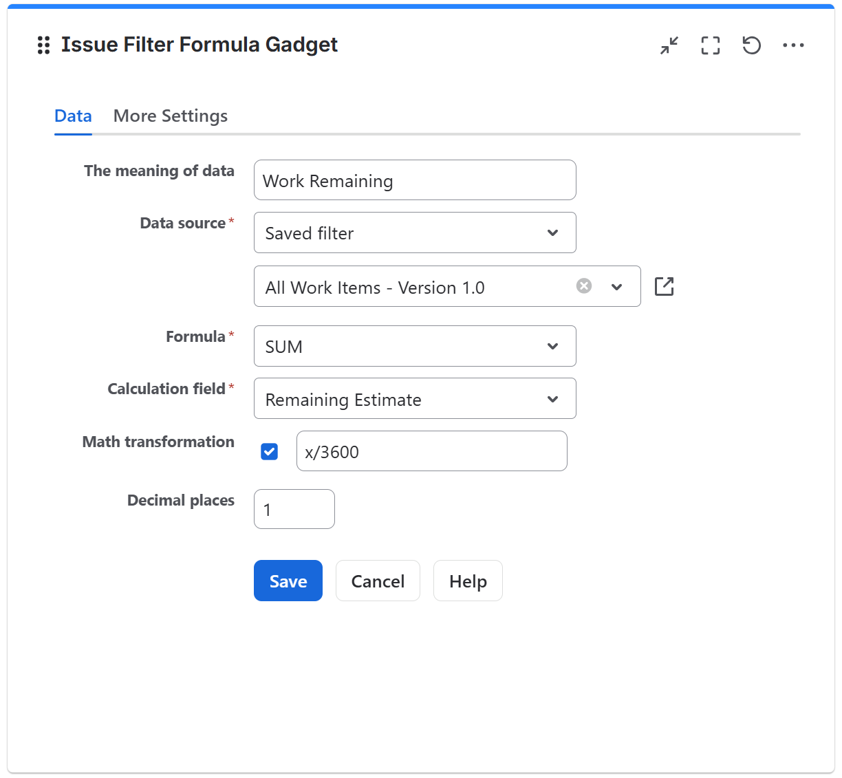 Issue filter formula gadget configuration in Jira - data tab.png