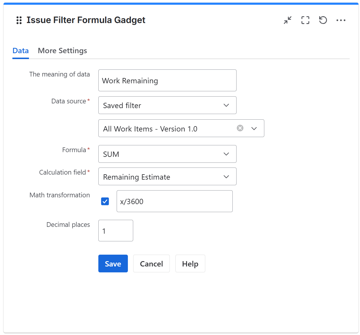 Issue filter formula gadget configuration in Jira - data tab.png
